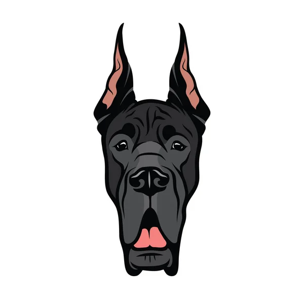 Vezetője Purebredâ Dog Fekete Színű Elszigetelt Fehér Background — Stock Vector