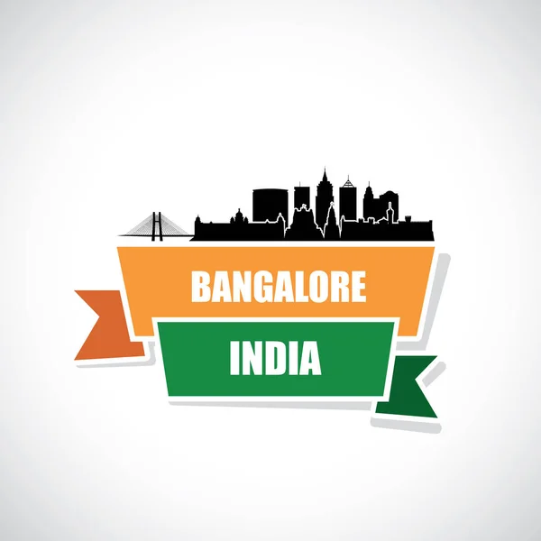 Bangalore Stadt Hintergrund Mit Gebäuden Brücke Und Schriftzug Isoliert Auf — Stockvektor