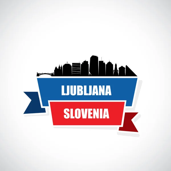 Ljubljana Városi Hátterű Épületek Híd Betűk Elszigetelt Fehér Background — Stock Vector