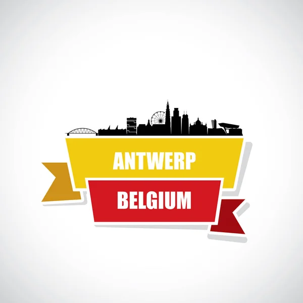 Sylwetki Zabytków Architektonicznych Panoramę Antwerpia — Wektor stockowy