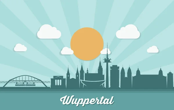 Silhouettes Architectural Landmarks Skyline Wuppertal — Stock Vector