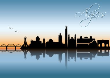 Algiers manzarası, Cezayir, vektör çizim