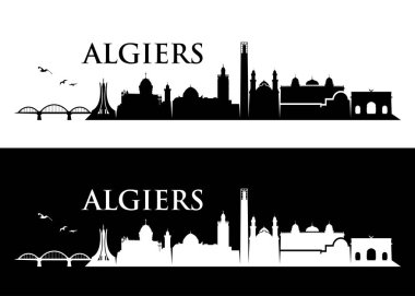 Algiers manzarası, Cezayir, vektör çizim