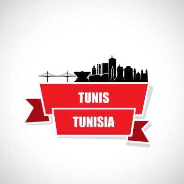Tunis manzarası, Tunus, vektör çizim