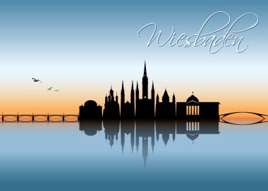 Wiesbaden manzarası, Almanya, vektör çizim