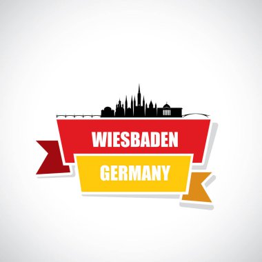 Wiesbaden manzarası, Almanya, vektör çizim