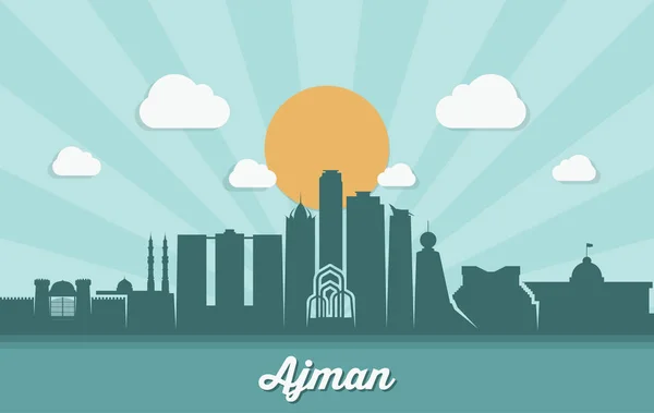 Ajman Skyline Emirados Árabes Unidos Emirados Árabes Unidos Ilustração Vetorial —  Vetores de Stock