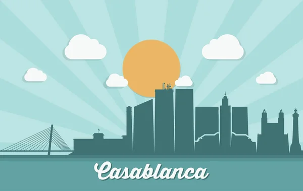 Casablanca Skyline Marokko Vectorillustratie — Stockvector