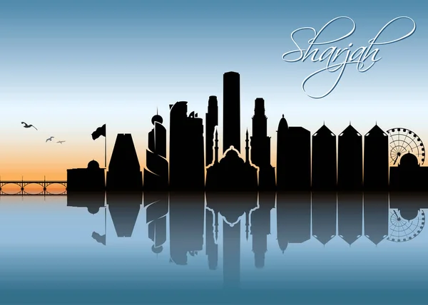 Sharjah Skyline Förenade Arabemiraten Uae Vektorillustration — Stock vektor