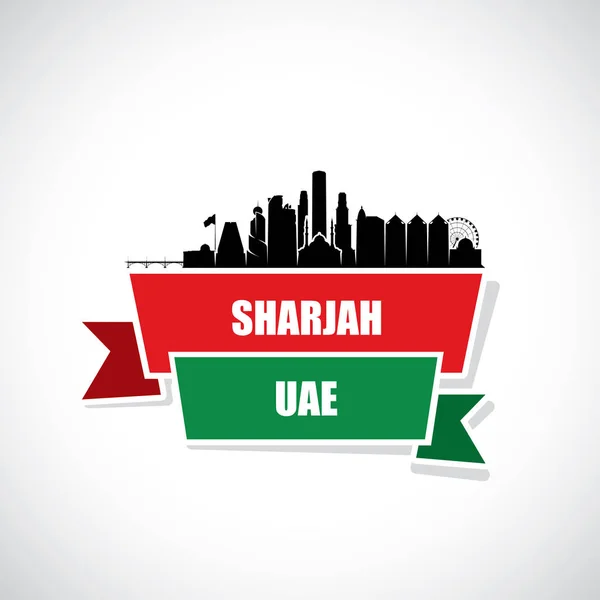 Asz Szarika Skyline Zjednoczone Emiraty Arabskie Uae Ilustracji Wektorowych — Wektor stockowy