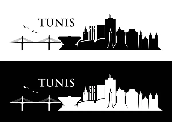 Tunis Skyline Tunisien Vektorillustration — Stock vektor