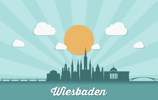 Wiesbaden Skyline Alemania Ilustración Vectorial — Archivo Imágenes Vectoriales