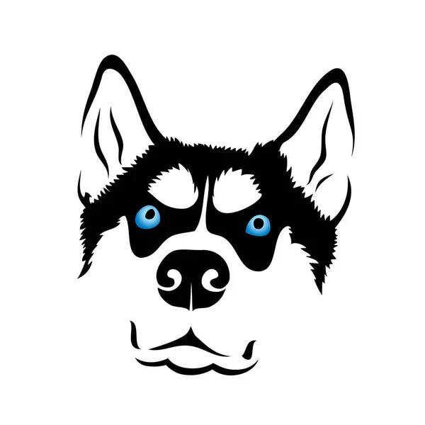 Cão Bonito Husky Com Logotipo Olhos Azuis Isolado Fundo Branco — Vetor de Stock