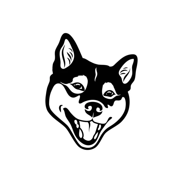 Schattig Shiba Inu Hoofd Minimalistisch Logo Geïsoleerd Witte Achtergrond — Stockvector