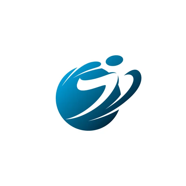 Elegante Logo Esquí Azul Aislado Sobre Fondo Blanco — Vector de stock