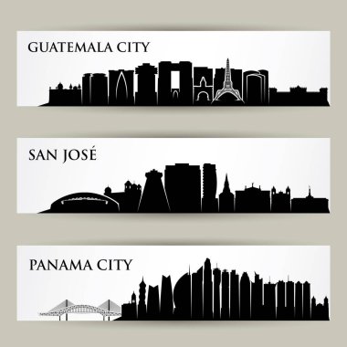 Orta Amerika şehirleri, basitçe vektör illüstrasyonu 