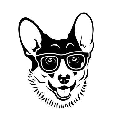 Gözlüklü corgi, basitçe vektör çizimi 