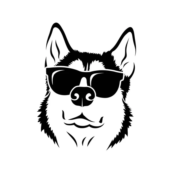Cão Husky Óculos Simplesmente Ilustração Vetorial — Vetor de Stock