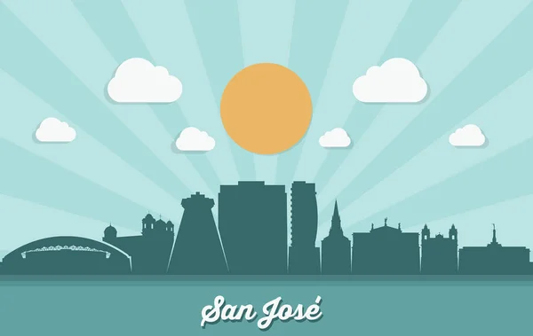 San Jose City Silhouette Simply Vector Illustration — 스톡 벡터