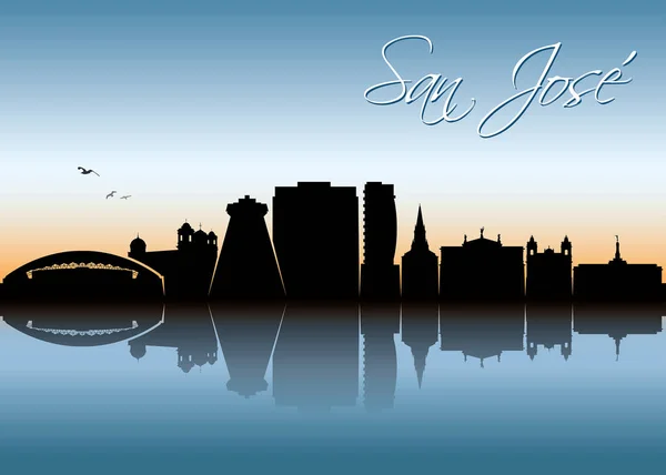 San Jose City Silhouette Simply Vector Illustration — Stock Vector