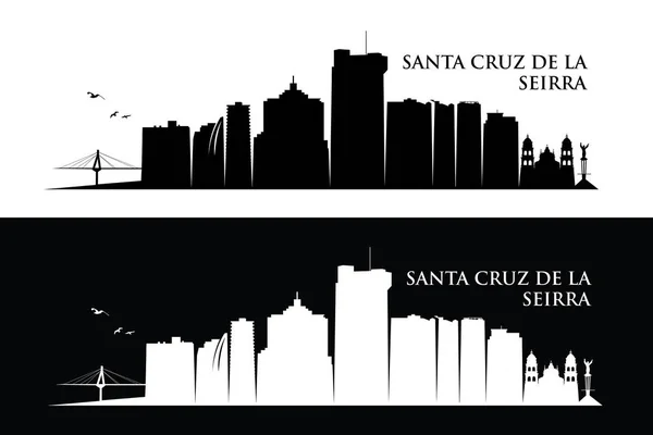 Conjunto Silhuetas Cidade Santa Cruz Sierra Simplesmente Ilustração Vetorial — Vetor de Stock