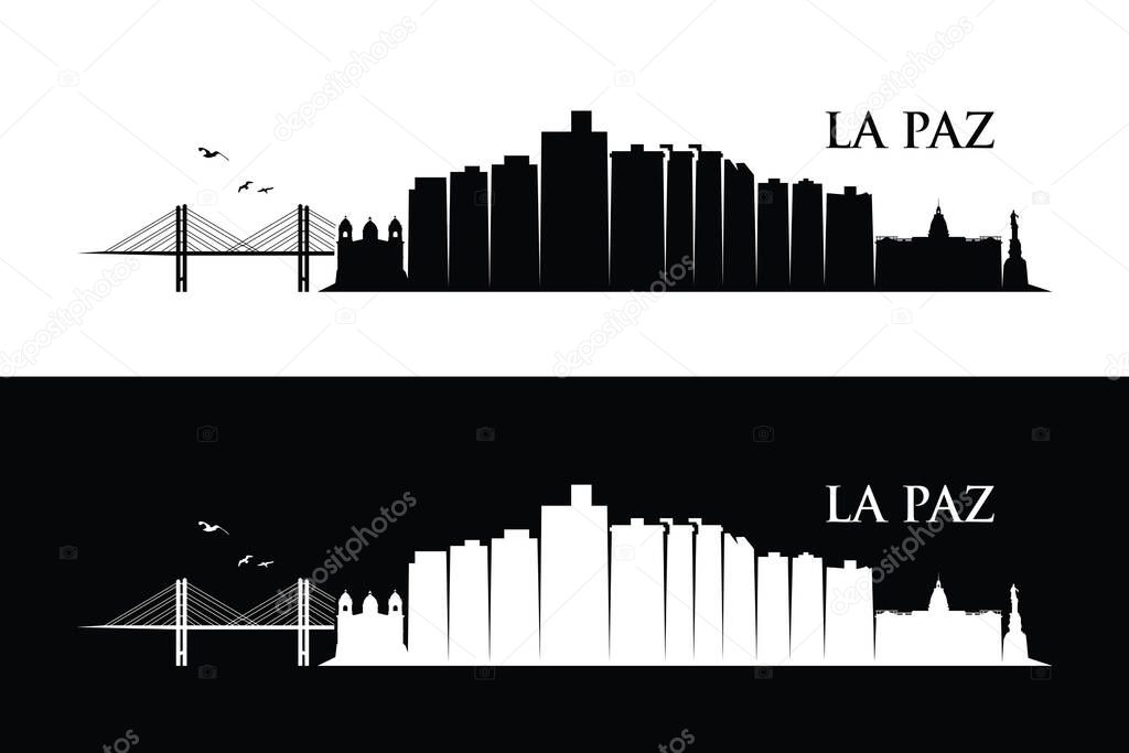 set of La Paz city silhouettes, simply vector illustration 