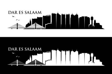 dar es salaam şehir siluetleri, basit vektör illüstrasyon 