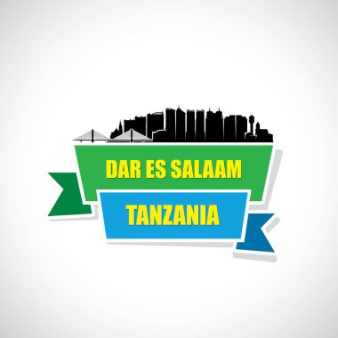  dar es salaam tanzanya şehir silueti, basitçe vektör illüstrasyonu 