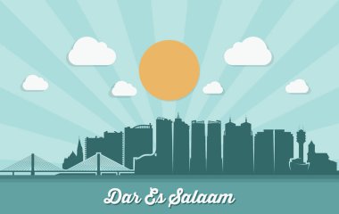 dar es salam city silueti, basitçe vektör illüstrasyonu 