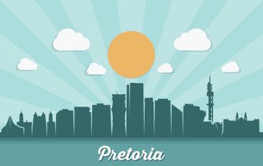  Pretoria City silueti, basitçe vektör illüstrasyonu 
