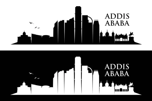 Addis Ababa Siluetas Ciudad Simplemente Vector Ilustración — Vector de stock