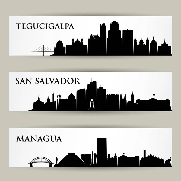 Silhouette Delle Città Dell America Centrale Semplicemente Illustrazione Vettoriale — Vettoriale Stock