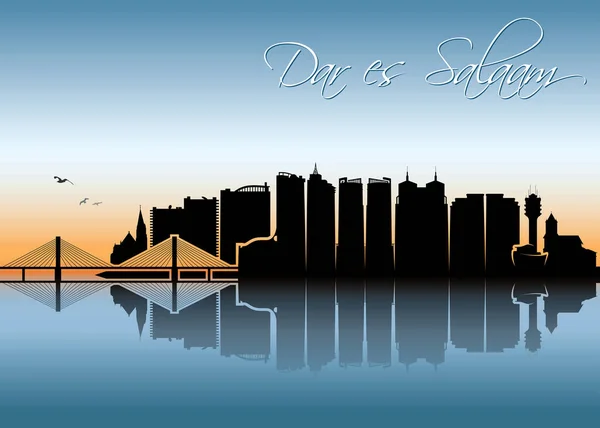 Dar Salaam Stad Silhouet Gewoon Vector Illustratie — Stockvector