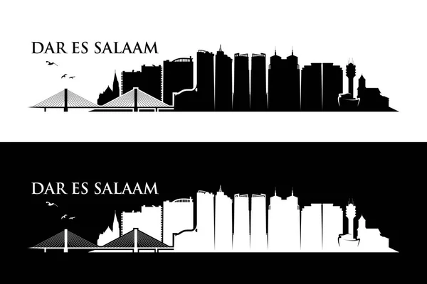 Dar Salaam Siluetas Ciudad Simplemente Vector Ilustración — Vector de stock