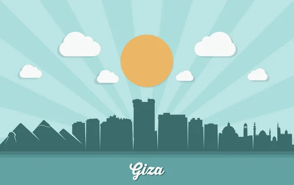 Giza City Silueta Jednoduše Vektorová Ilustrace — Stockový vektor