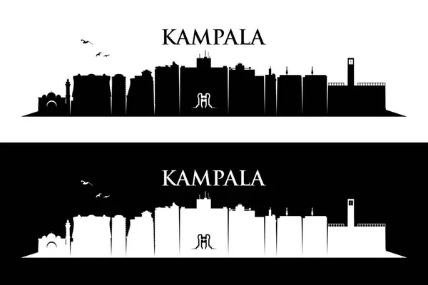 Sagome Della Città Kampala Semplicemente Illustrazione Vettoriale — Vettoriale Stock