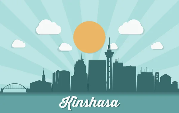 Kinshasa Silueta Ciudad Simplemente Vector Ilustración — Archivo Imágenes Vectoriales