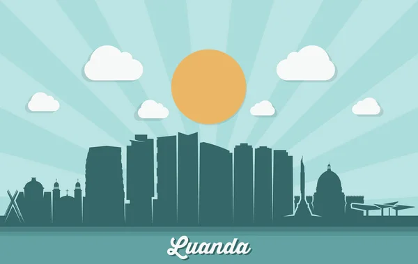 Silueta Ciudad Luanda Simplemente Vector Ilustración — Vector de stock