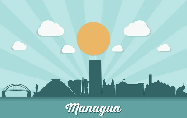 Stadtsilhouette Von Managua Einfach Vektorillustration — Stockvektor