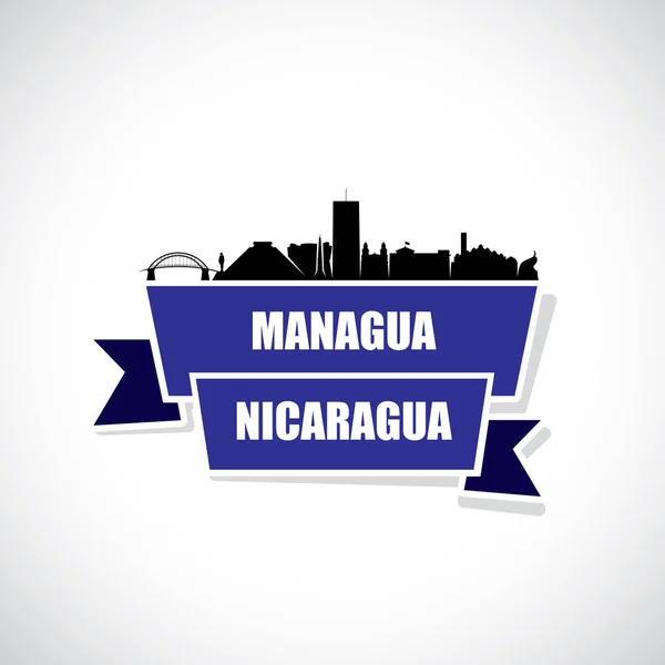 Managua Nicaragua Πόλη Σιλουέτα Απλά Διανυσματική Απεικόνιση — Διανυσματικό Αρχείο
