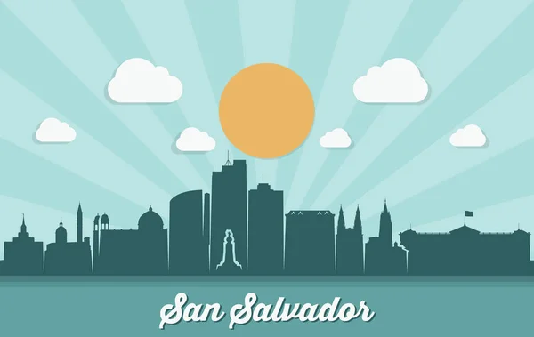 San Salvador City Silhouette Semplicemente Illustrazione Vettoriale — Vettoriale Stock