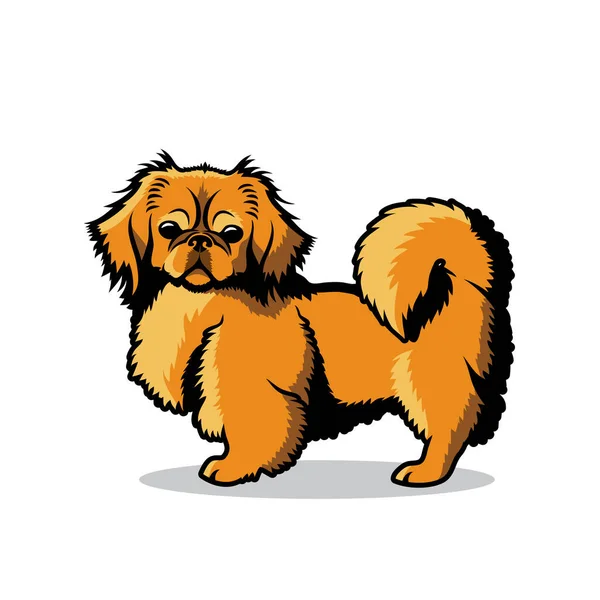 Illustration Contour Chien Sur Fond Beige — Image vectorielle