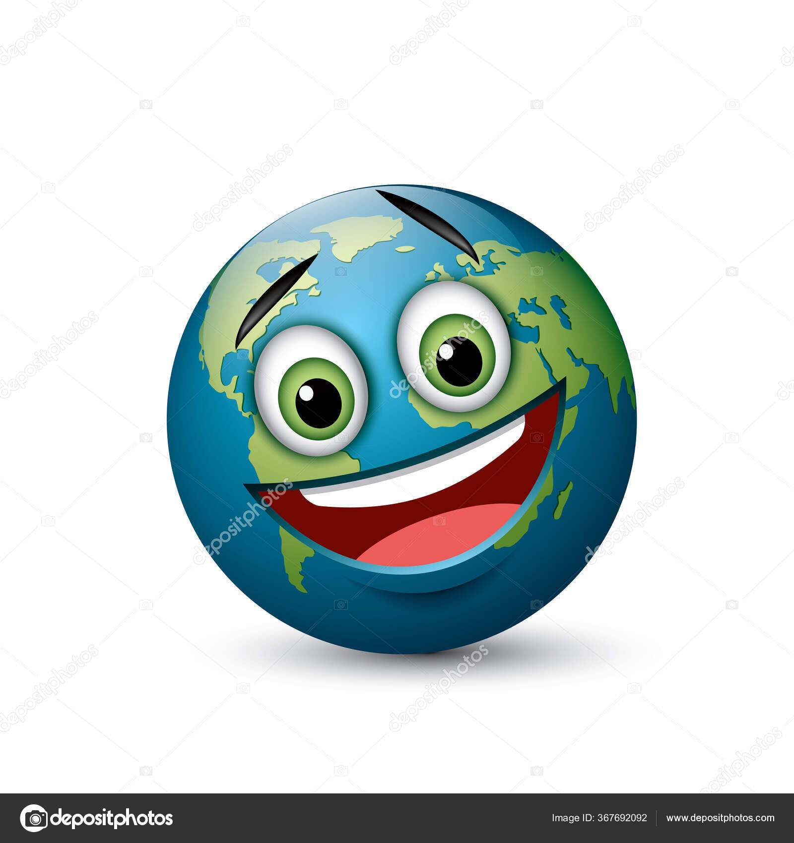 Rund Grønn Blå Jord Med Smilefjes Vektorillustrasjon stockvektor ©  I.Petrovic #367692092, image size:1600x1700
