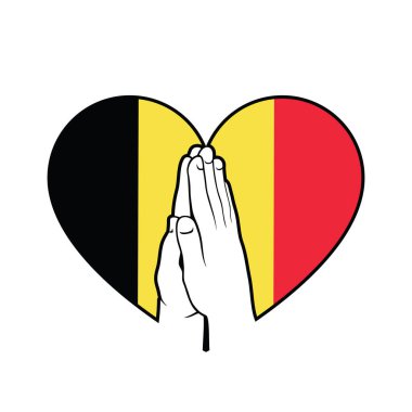 Dua eden elleri olan Belçika kalbi, vektör illüstrasyonu 