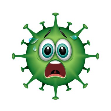 Yuvarlak yeşil gülen yüz virüsü, vektör çizimi 