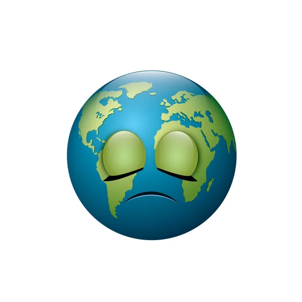 Yüzü Gülen Yuvarlak Yeşil Mavi Dünya Vektör Çizimi — Stok Vektör