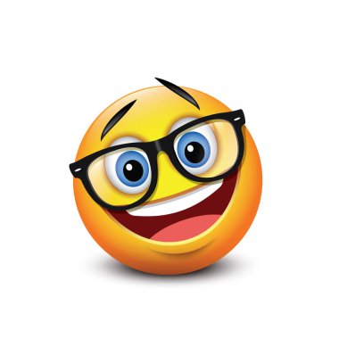 Yuvarlak sarı gülen gözlüklü, vektör resimli.