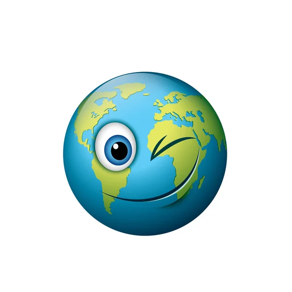 Sorriso Redondo Terra Verde Azul Ilustração Vetorial —  Vetores de Stock