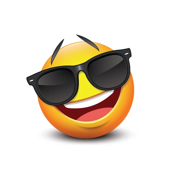 Smiley Amarelo Redondo Com Óculos Ilustração Vetorial —  Vetores de Stock