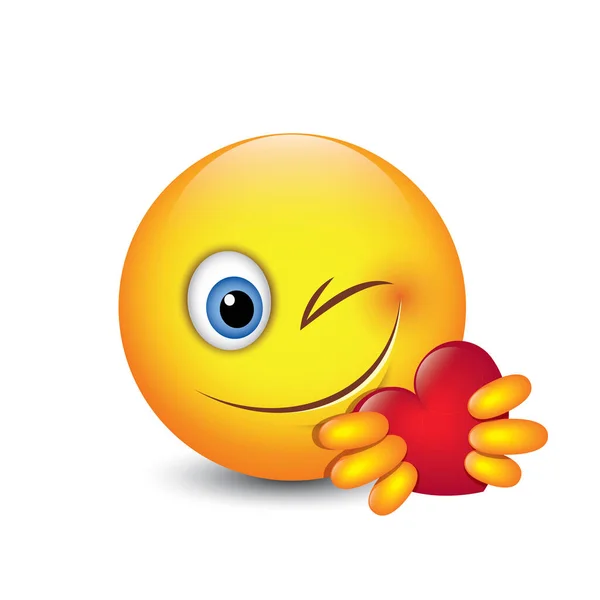 Niedliches Emoticon Mit Herz Emoji Vektorillustration — Stockvektor